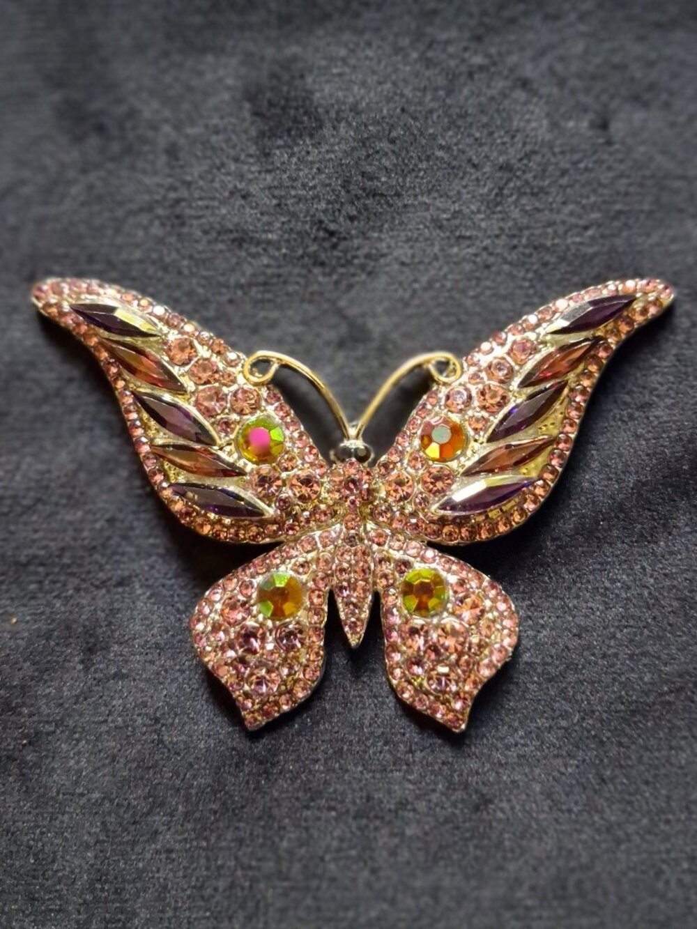Elegant Crystal Rhinestone Butterfly Refrigerator Magnet Upcycled from Brooches